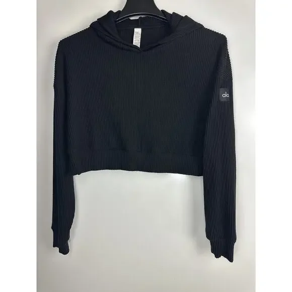 Alo Yoga Muse Ribbed 2 Piece Set Crop Hoodie Jogger Sweatpants Small *Read/Flaw - Picture 3 of 16